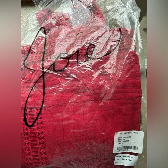 Joie red gauze, embroidered, midi dress, size large, NWT - Picture 12 of 12